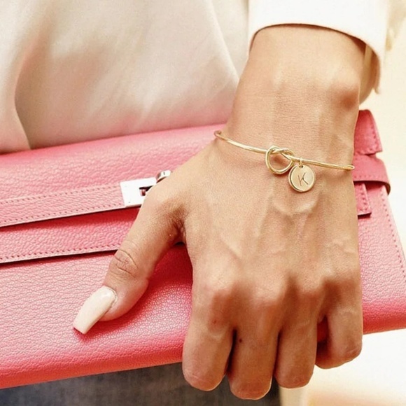 Jewelry - Letter B charm rose gold knot bracelet